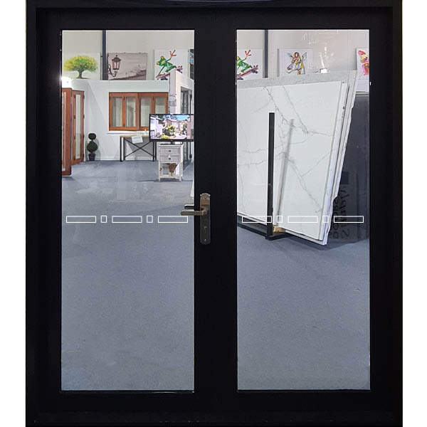 Black Aluminium Double French Door in showroom